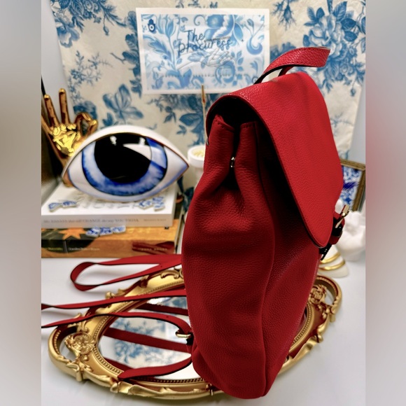 🆕 OROTON 🧿 NWOT Bueno Red Leather Backpack - Picture 2 of 16
